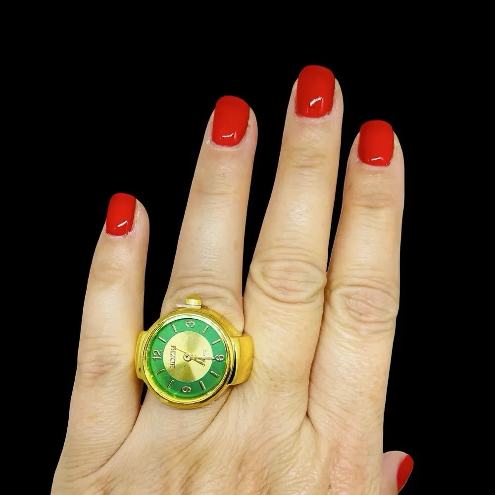 BOZHI Ring Watch Gold Design With Crystals New